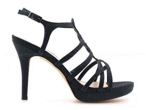 Menbur sandalo cerimonia glitter donna nero