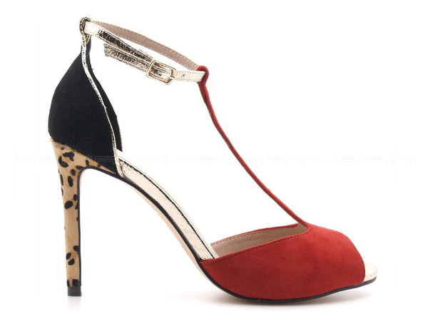 Menbur sandali eleganti struttura t donna rosso