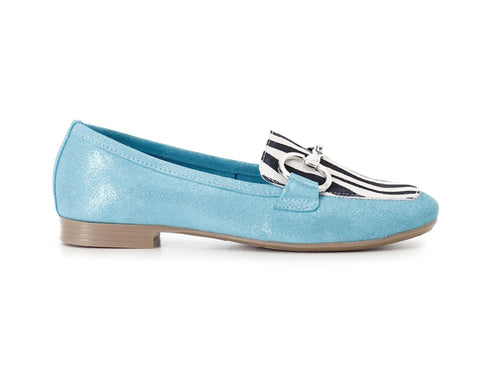 CafèNoir Mocassino vaschetta animalier in pelle glitterata azzurra C1EG6003-B015