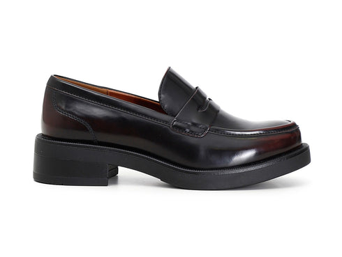 CafèNoir mocassini invernali donna simil pelle bordeaux