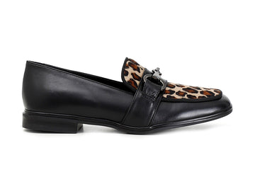 CafèNoir mocassini animalier con tomaia pelle nera C1EB8002-S006