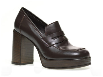 Frau high heel leather loafers with platform