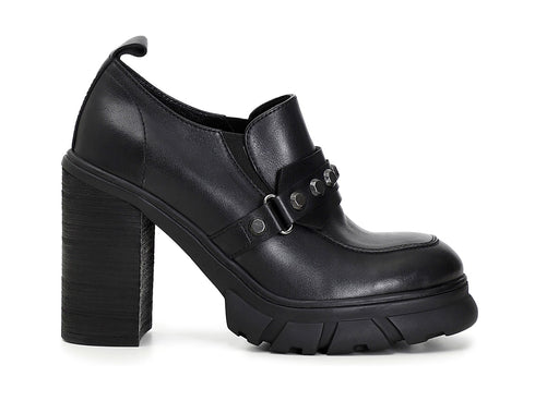 CafèNoir mocassini tacco alto tomaia pelle nera C1HA1210-N001