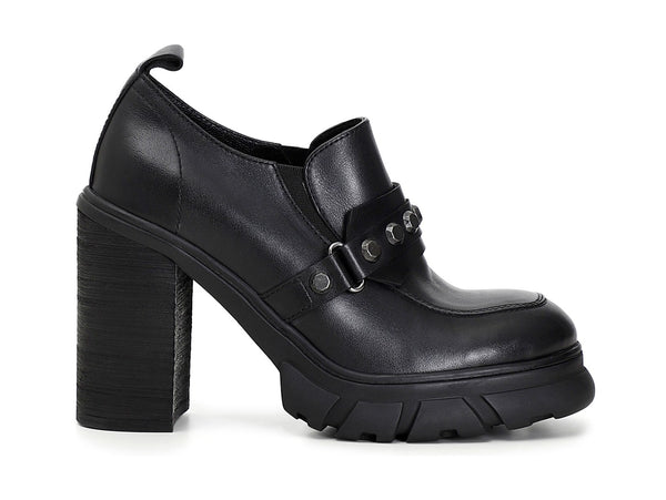 CafèNoir mocassini tacco alto tomaia pelle nera C1HA1210-N001