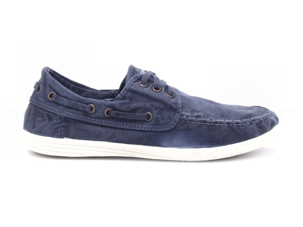 Natural world eco scarpe barca estive uomo blu