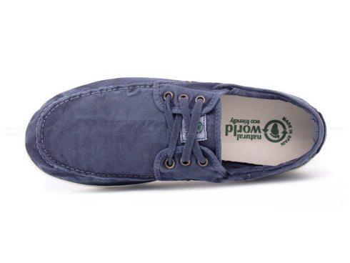 Natural world eco scarpe barca estive uomo blu