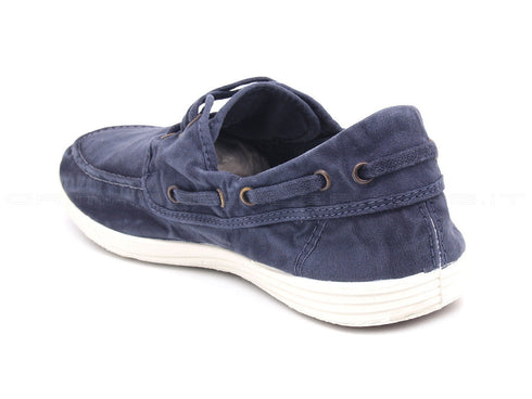 Natural world eco scarpe barca estive uomo blu