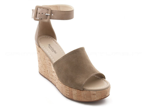 Nero giardini sandali con zeppa alta donna tortora