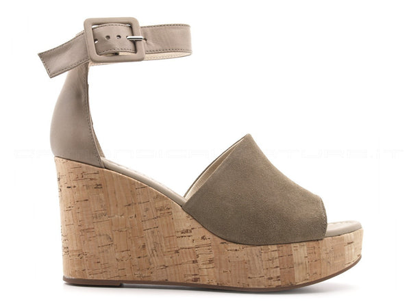 Nero giardini sandali con zeppa alta donna tortora