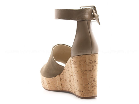 Nero giardini sandali con zeppa alta donna tortora