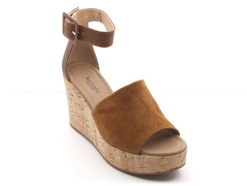 Nero giardini sandalo con zeppa alta donna marrone