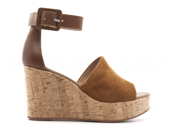 Nero giardini sandalo con zeppa alta donna marrone