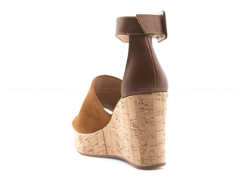 Nero giardini sandalo con zeppa alta donna marrone