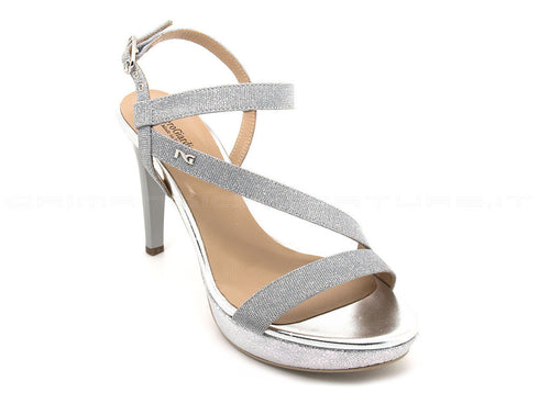 Nero giardini sandali tacco alto donna argento