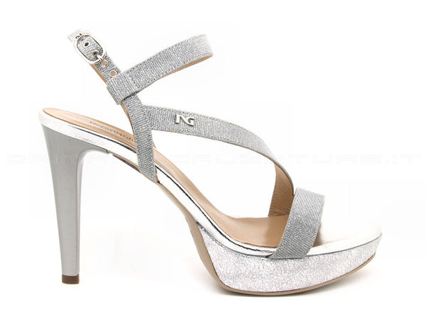 Nero giardini sandali tacco alto donna argento