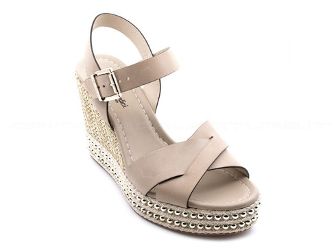 Nero giardini sandali con zeppa alta donna beige