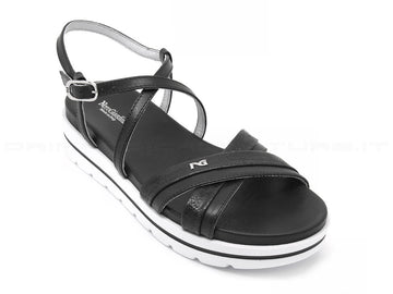 Nero giardini sandali con zeppa bassa donna nero