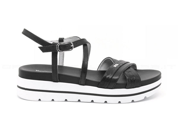 Nero giardini sandali con zeppa bassa donna nero