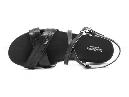 Nero giardini sandali con zeppa bassa donna nero