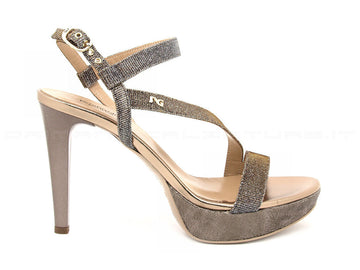 Nero giardini sandalo tacco alto donna bronzo