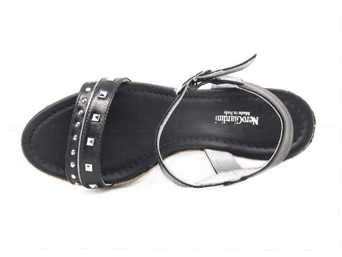 Nero giardini sandalo con zeppa alta donna nero