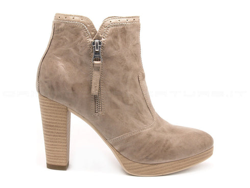 Nero giardini tronchetti con doppia zip donna beige