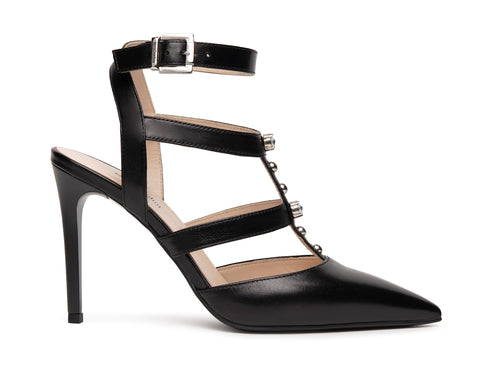 NeroGiardini décolleté cinturino caviglia in pelle nera E218333DE-100