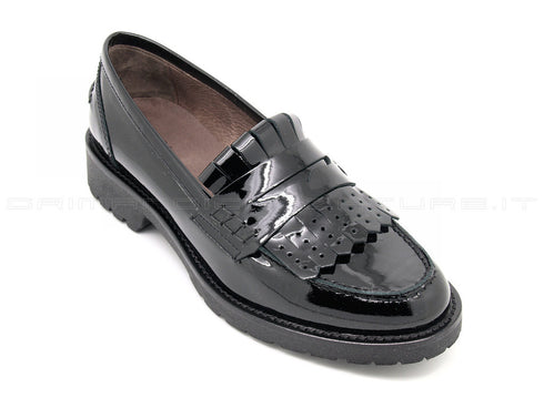 Nero giardini mocassini con frangia donna nero