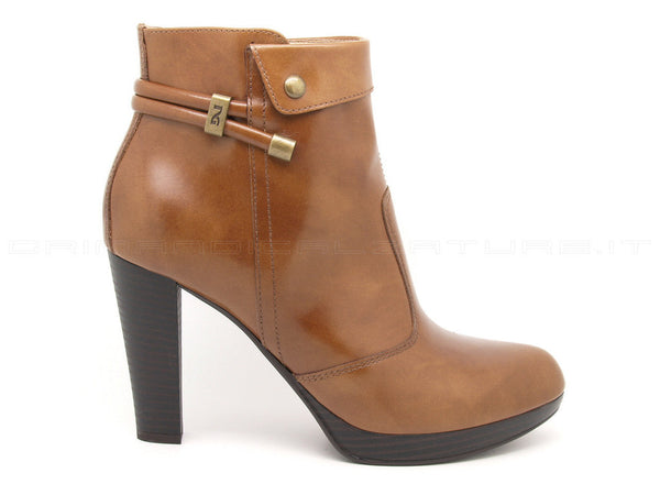 Nero giardini tronchetti con zip donna cuoio