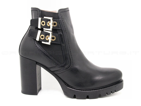 Nero giardini tronchetti 2 fibbie donna nero