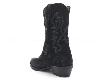 Ovyé donna stivali texani con ricami donna nero
