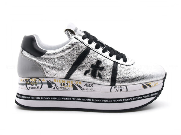 Premiata beth sneakers laminata donna argento