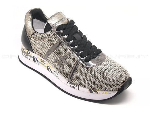 Premiata sneakers conny rete platino donna oro