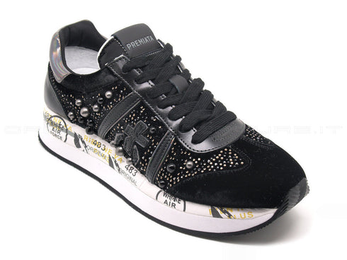 Premiata conny velluto e microstrass donna nero
