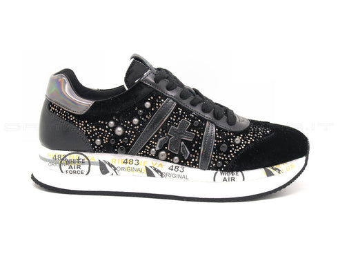 Premiata conny velluto e microstrass donna nero