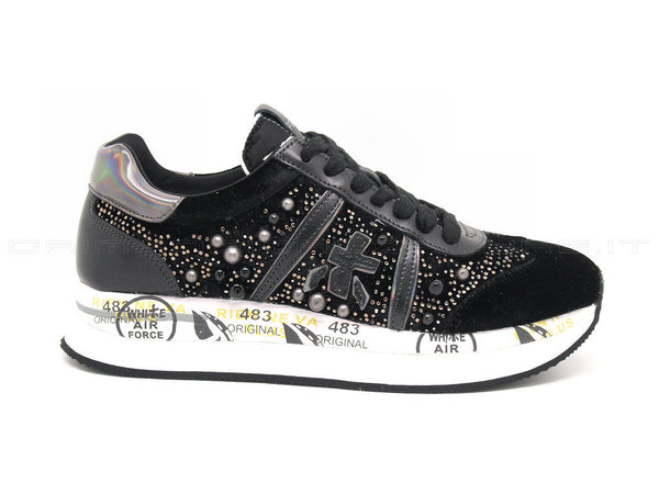 Premiata conny velluto e microstrass donna nero