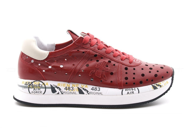 Premiata conny pelle microforata donna rosso