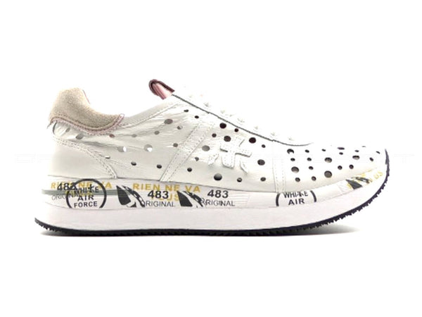 Premiata conny pelle microforata donna bianco