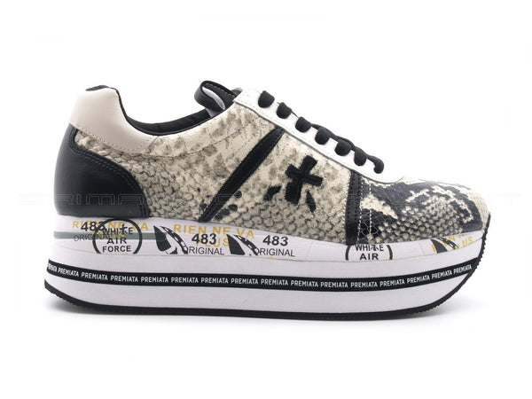 Premiata beth scarpe stampa pitone donna beige