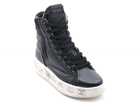 Premiata edith sneakers alta con zip donna nero