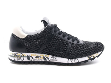 Premiata lucy tomaia intrecciata donna nero
