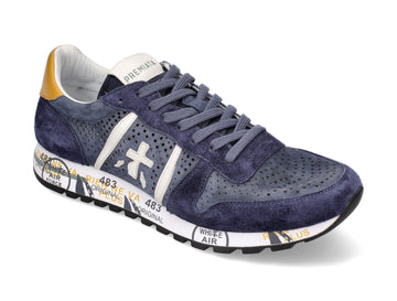 Premiata uomo Eric sneakers estiva in camoscio blu 5841