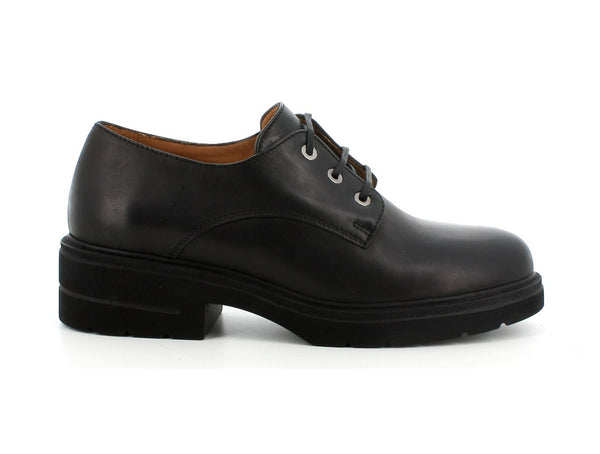 Melluso donna derby con lacci in pelle nera R45311A-210529