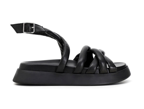 CafèNoir sandali con listelli tubolari in pelle nera C1FF1240-N001