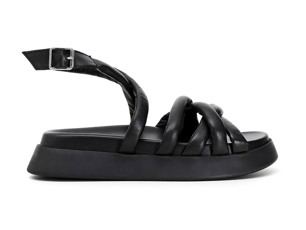 CafèNoir sandali con listelli tubolari in pelle nera C1FF1240-N001