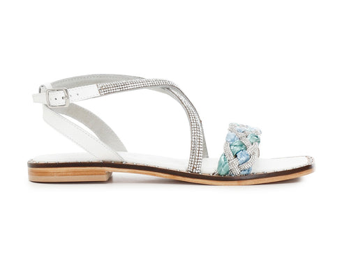 CafèNoir sandalo flat rafia intrecciata e cinturino strass C1GE9120-B019