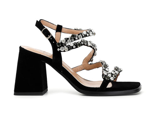 CafèNoir sandali gioiello in pelle scamosciata nera C1MB5060-N001