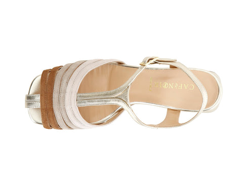 CafèNoir T-structure slatted sandals with leather wrapped heel