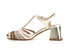 CafèNoir T-structure slatted sandals with leather wrapped heel