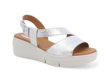 Melluso Comfort Wedge Sandals Metallic Leather Upper